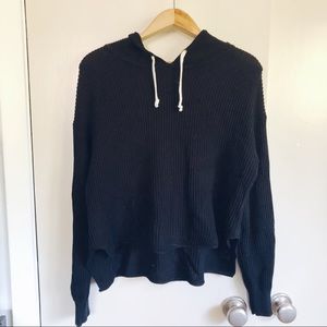 Black ribbed hoodie